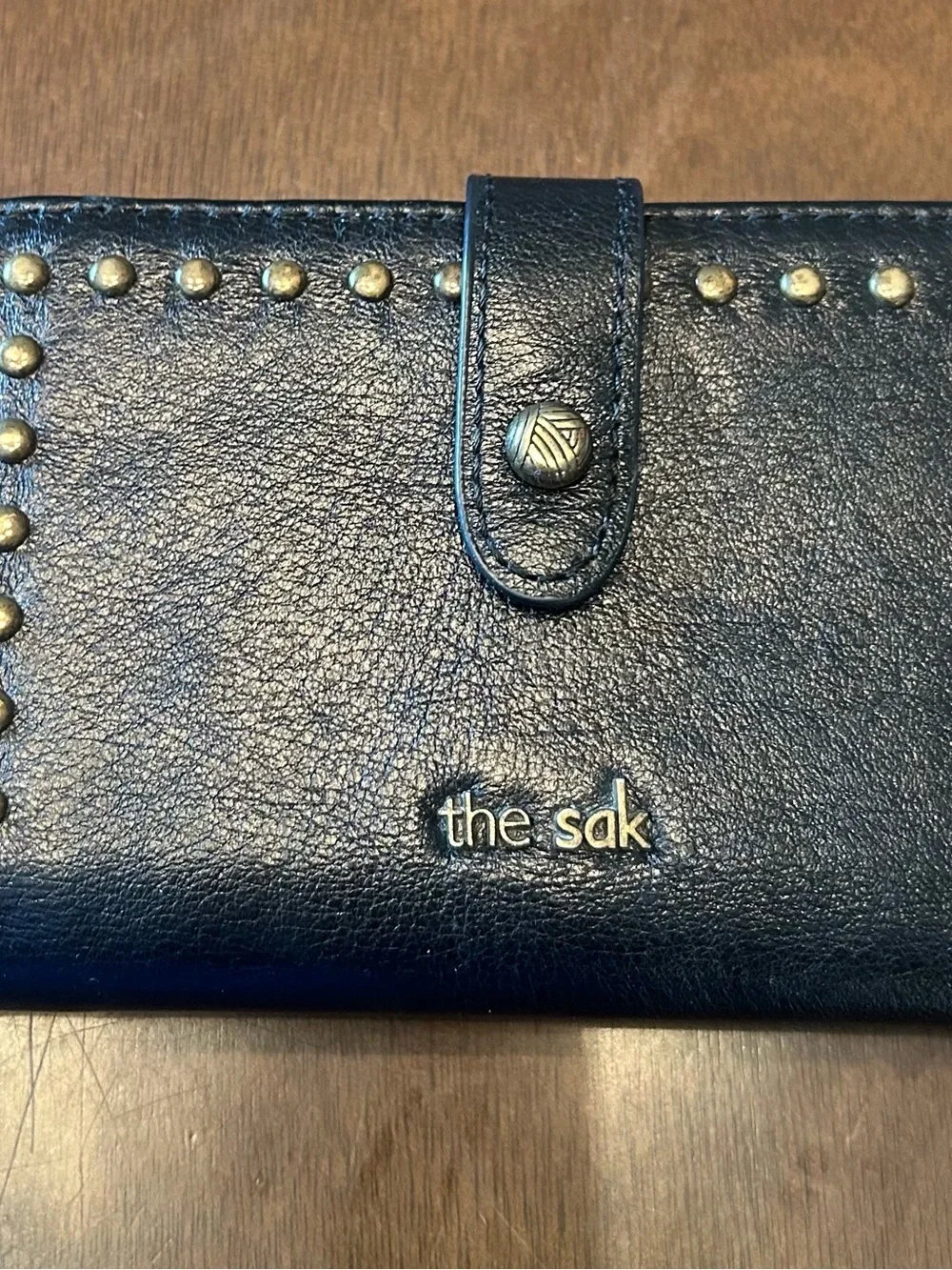 The Sak Black Leather Wallet with Gold Studs - EUC